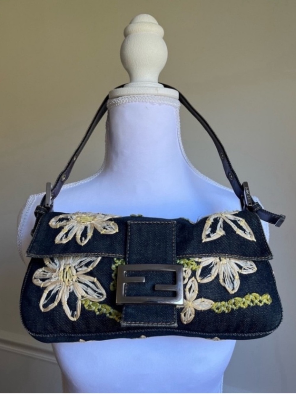 Fendi Denim Baguette Bag - Picture 1 of 12